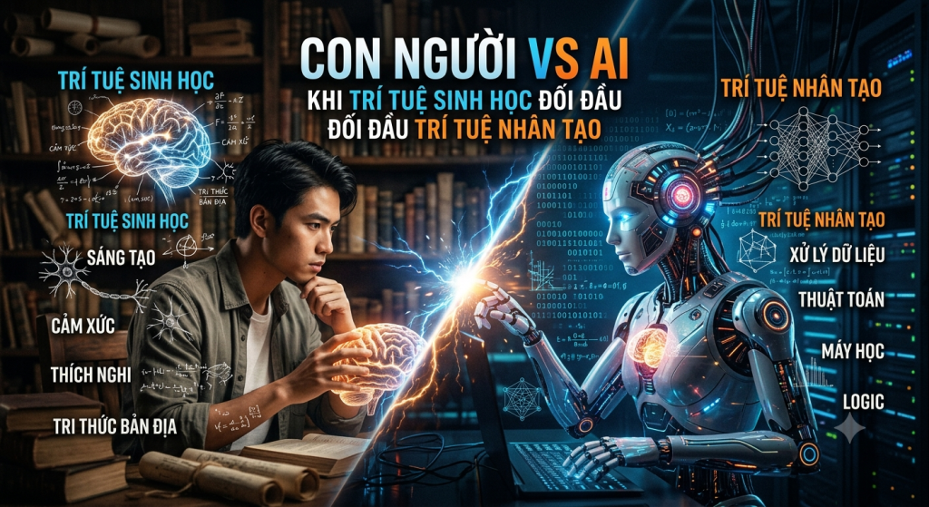 Con người vs AI Khi trí tuệ sinh học đối đầu với trí tuệ nhân tạo
